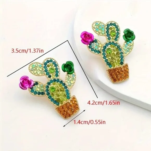 ✨Betsey Johnson Castelo Flowering Cactus Earrings - Picture 4 of 7